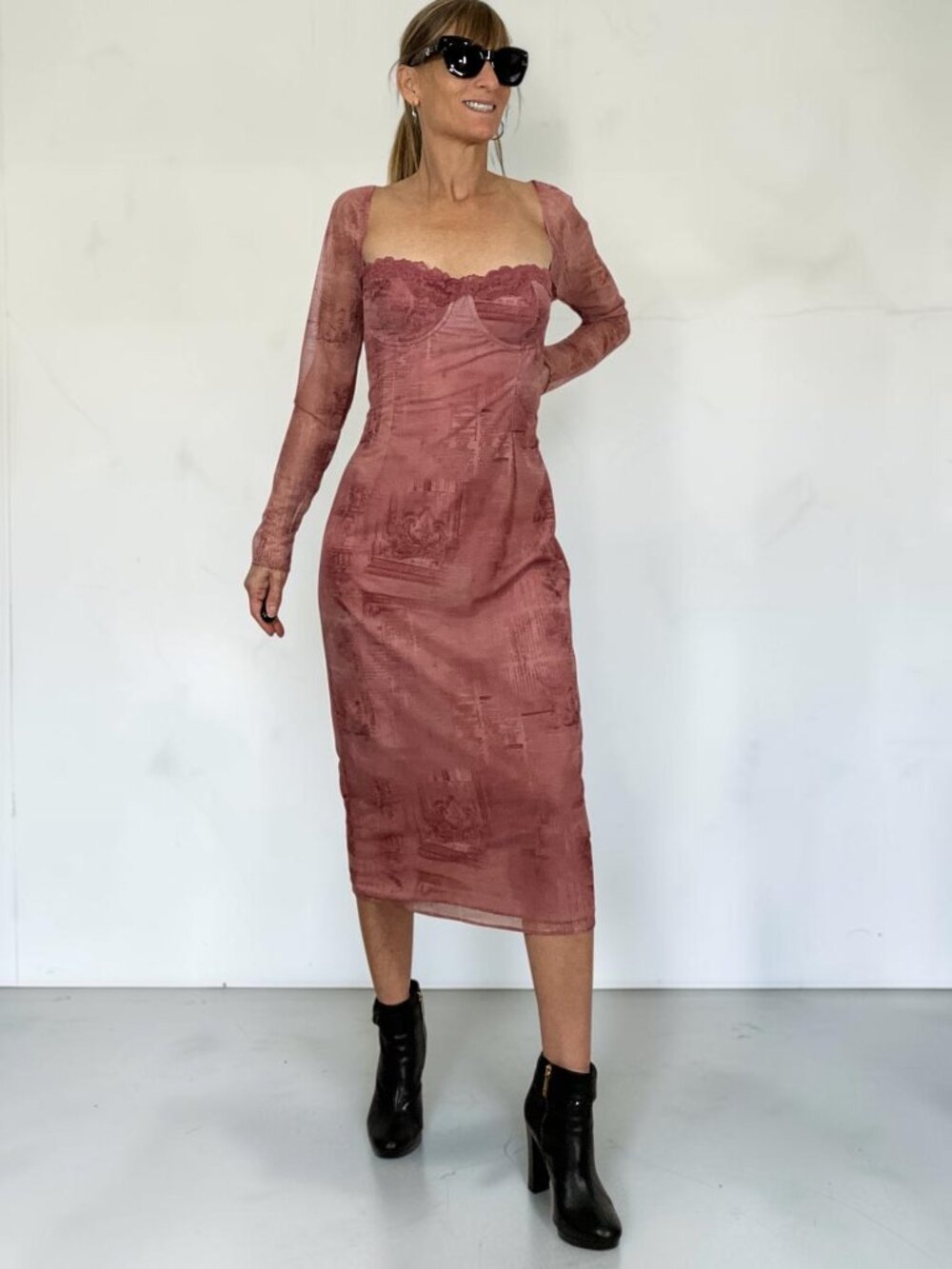 House OF CB Seraphina Corset Dress L Pink Print Bodycon - Picture 2 of 16